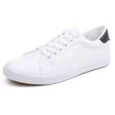 Men’s Spring Casual Leather Sneakers – White Fashion Shoes